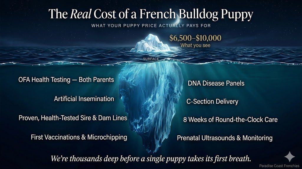 The Real Cost of a French Bulldog - Iceberg Infographic